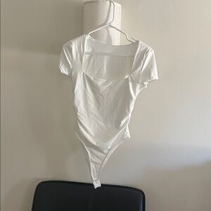 SHEIN | White Modern Neckline Bodysuit